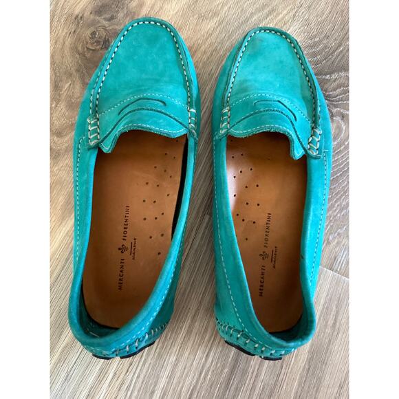 Mercanti Fiorentini Teal Nubuck Leather Driving Moccasins - size 9 - V10 - Picture 4 of 11